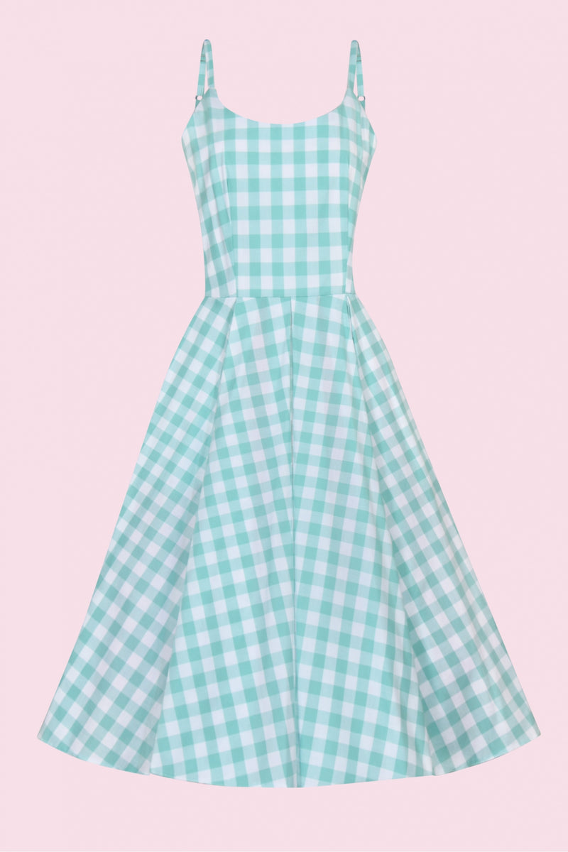 Priscilla Large Gingham Cotton Midi Dress - Mint