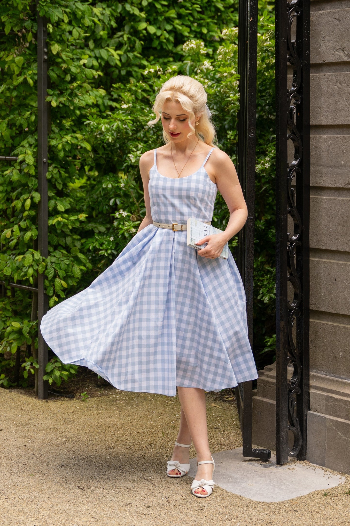 Priscilla Large Gingham Cotton Midi Dress
