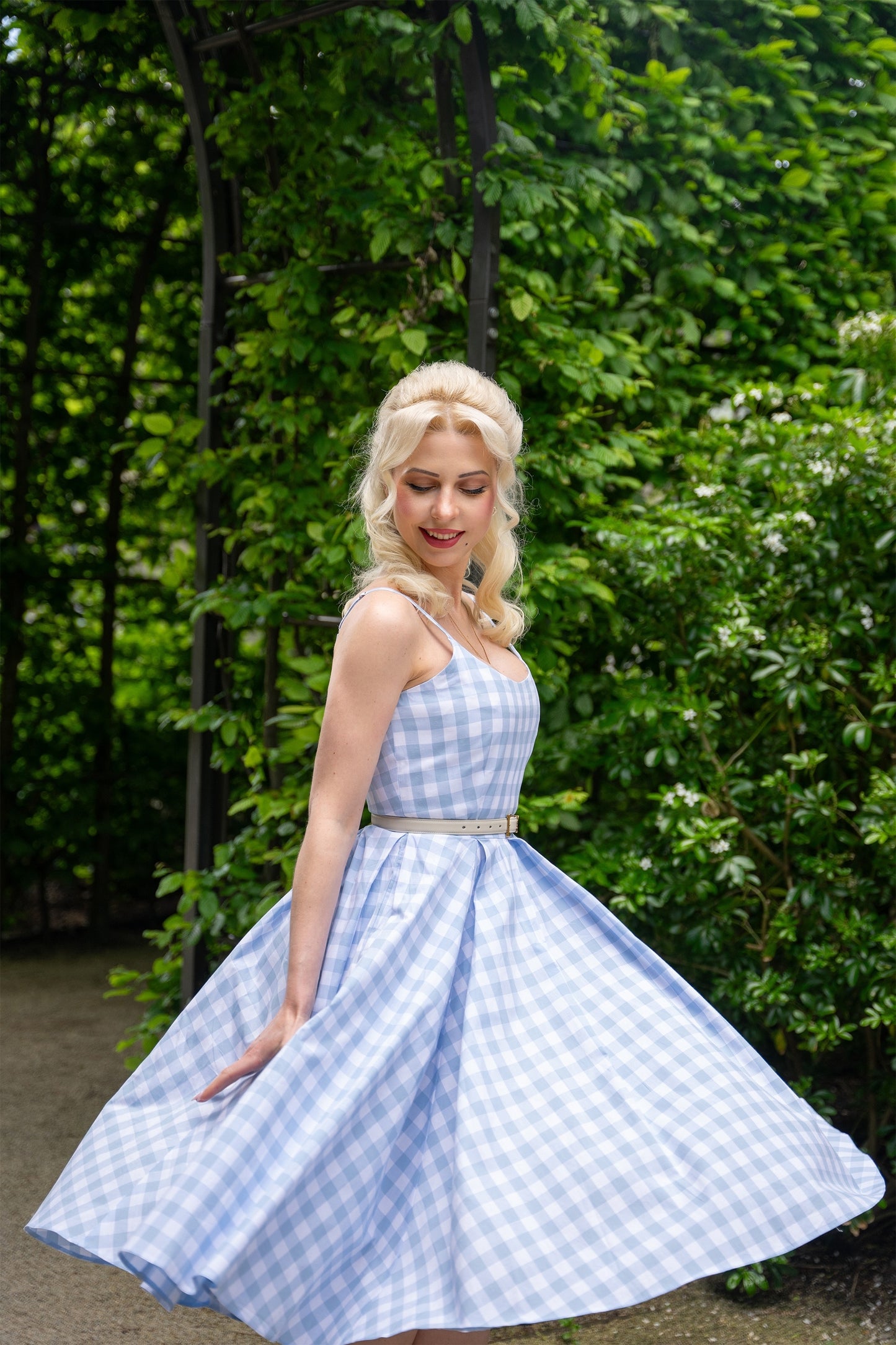 Priscilla Large Gingham Cotton Midi Dress
