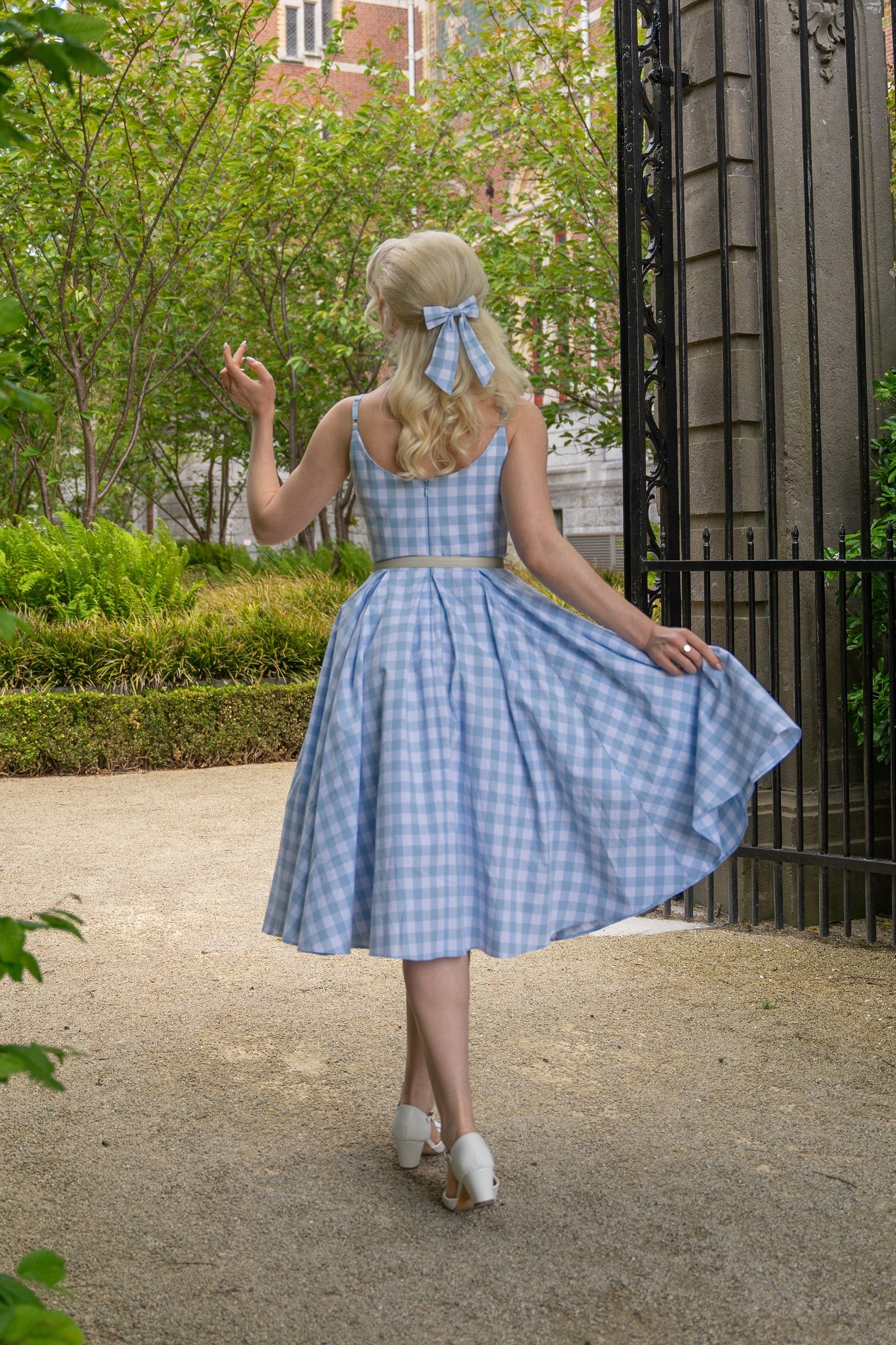 long gingham dress Priscilla Large Cotton Midi – The Pretty Dress Company Gianni Bini Selene A-Line pattern:checkered 36” Hip Size:XLarge (112cm) / Short