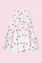 Cherry Print Circle Swing Skirt