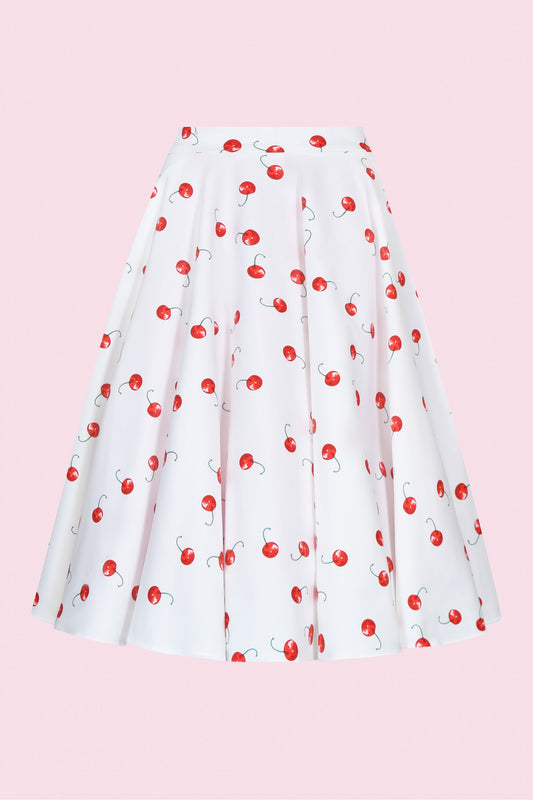 Cherry Print Circle Swing Skirt