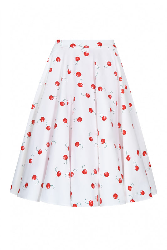Cherry Print Circle Swing Skirt