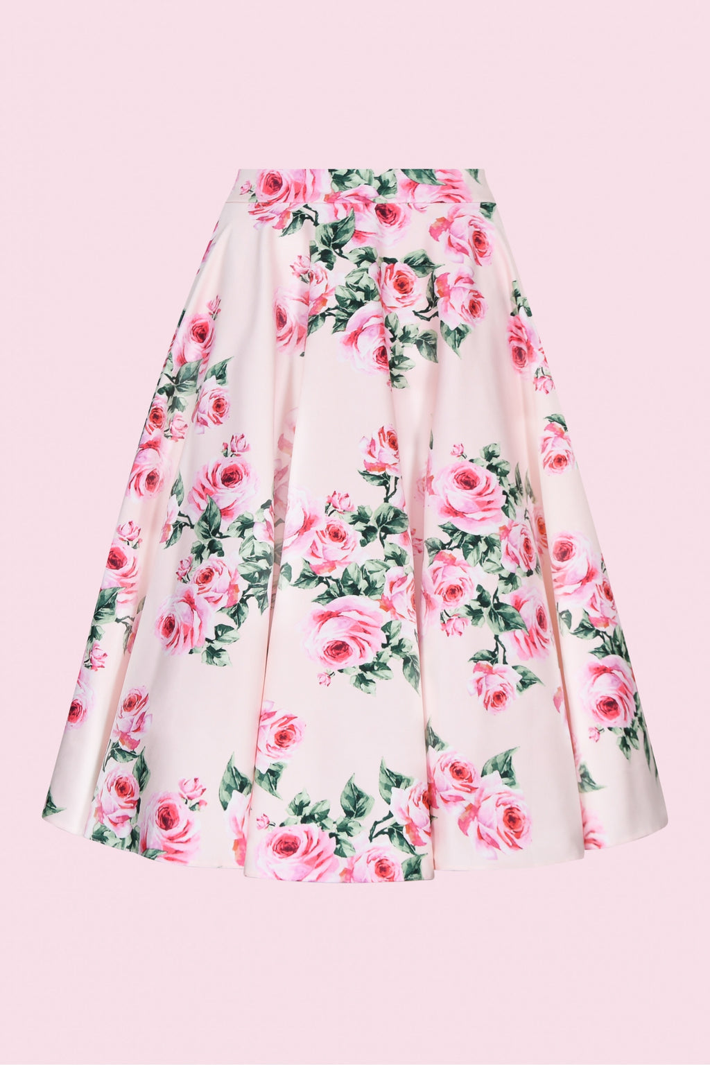 Vintage Rose Print Circle Swing Skirt