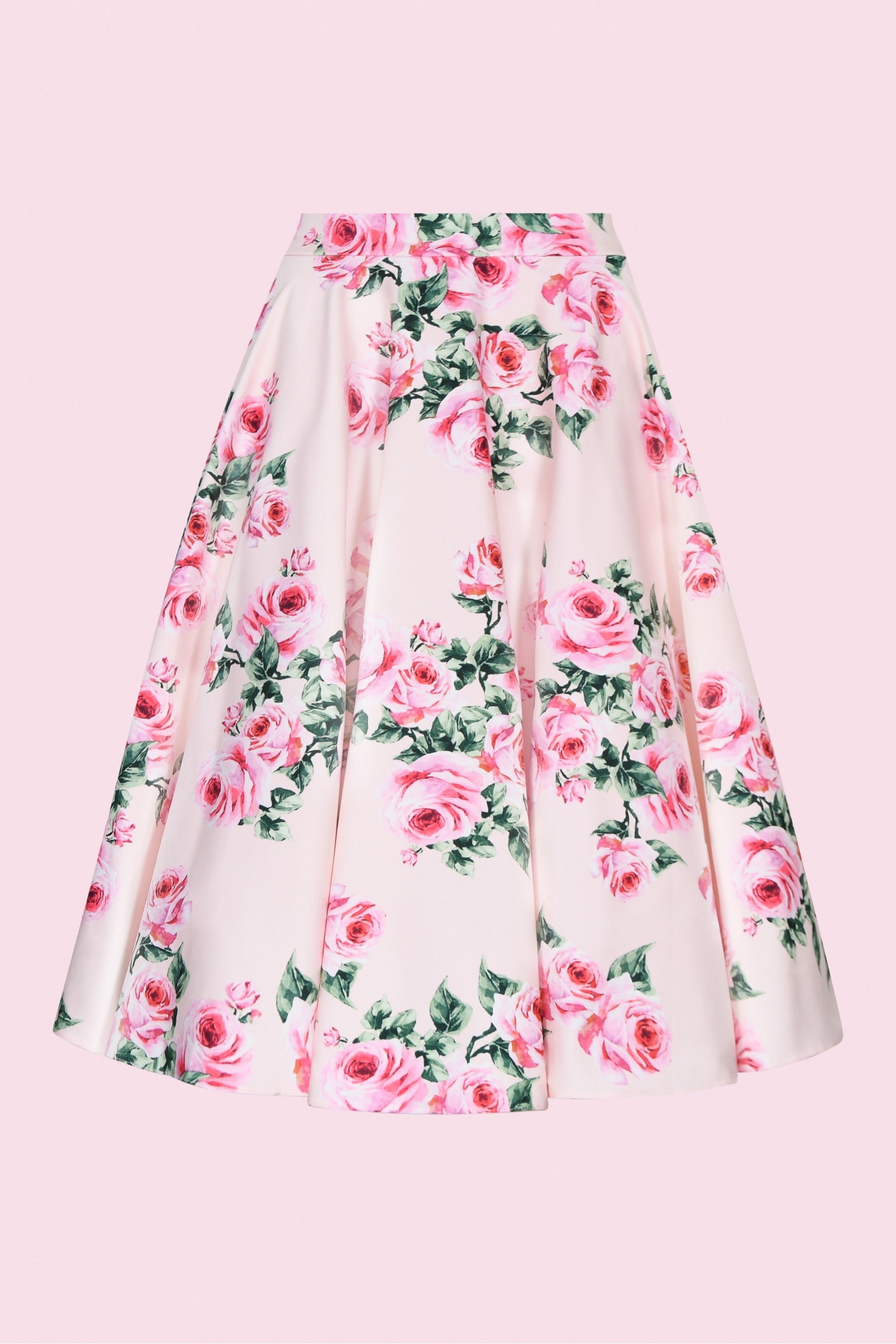 Vintage Rose Print Circle Swing Skirt