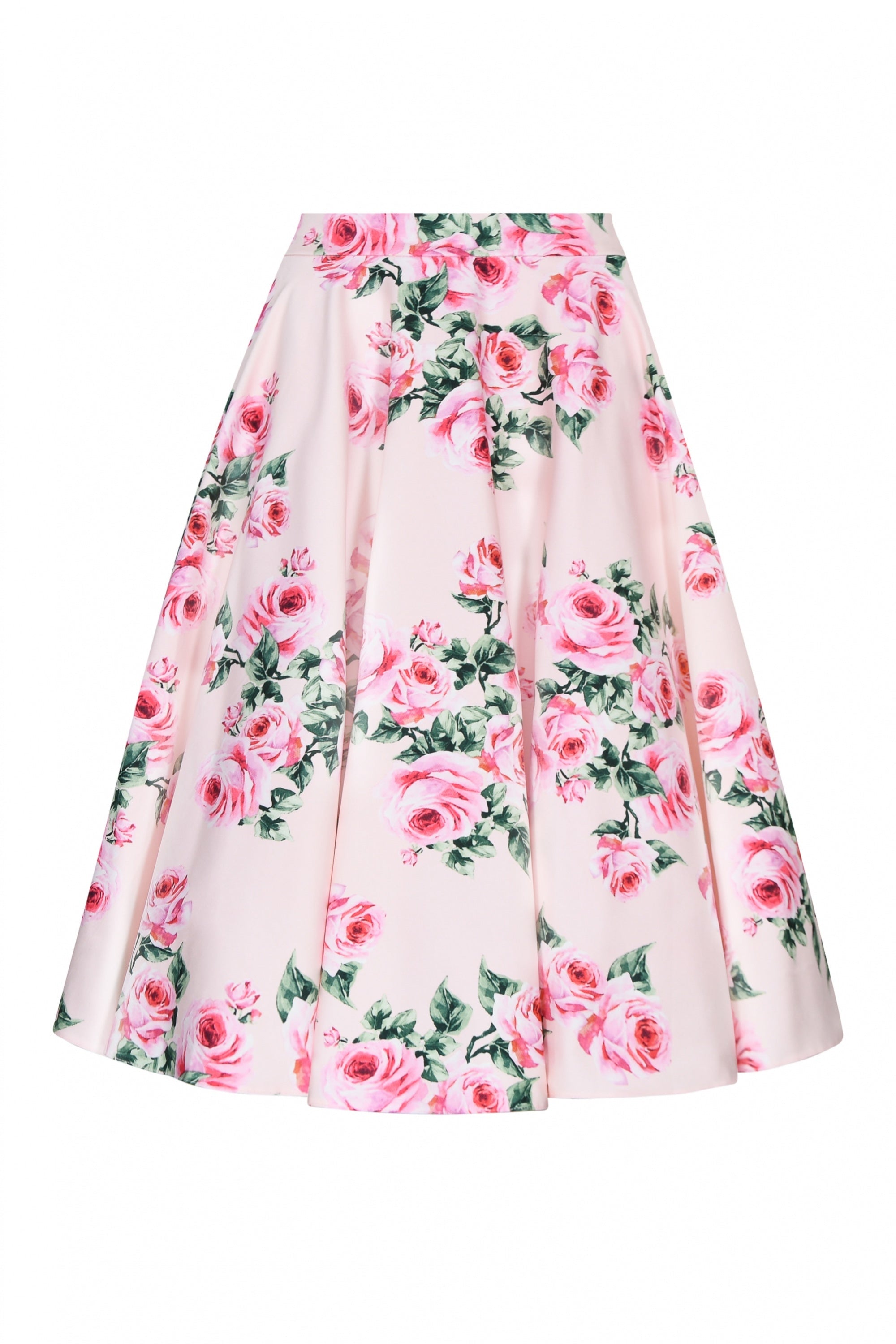 Vintage Rose Print Circle Swing Skirt