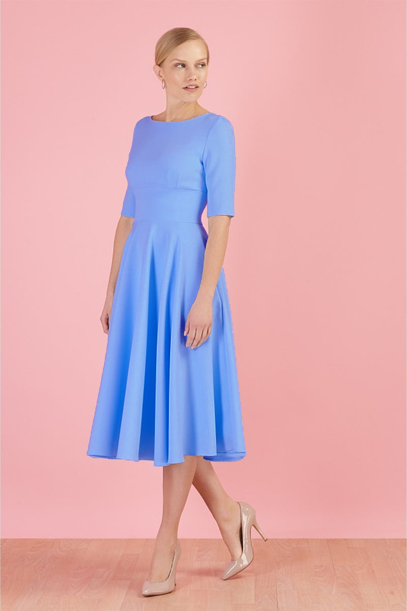 Hepburn Swing Dress - Cornflower Blue