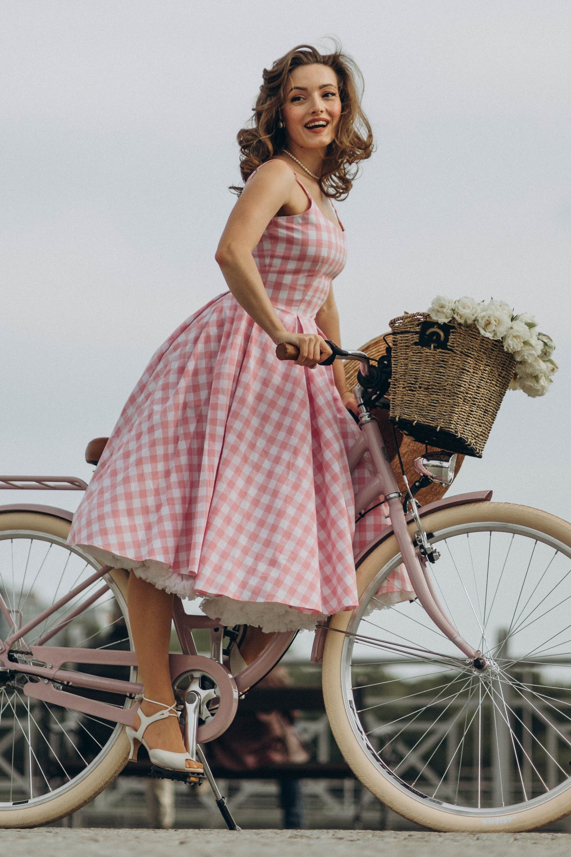 Priscilla Large Gingham Cotton Midi Dress