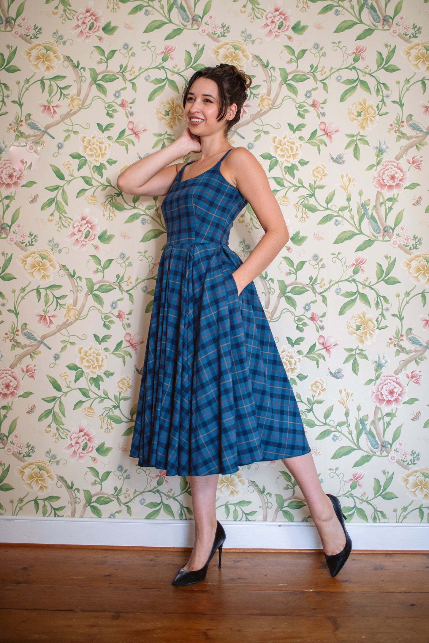 Priscilla Tartan Midi Dress