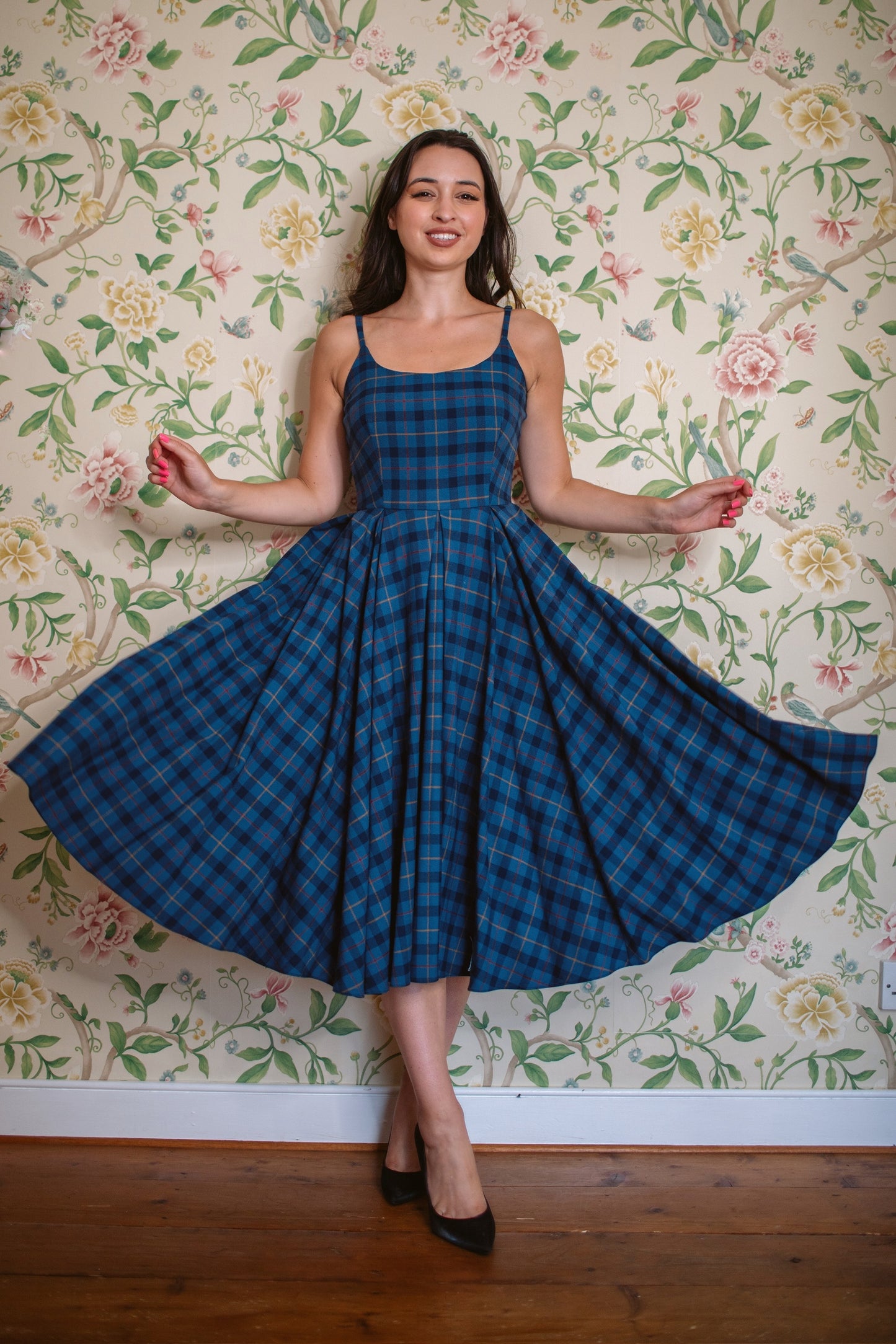 Priscilla Tartan Midi Dress