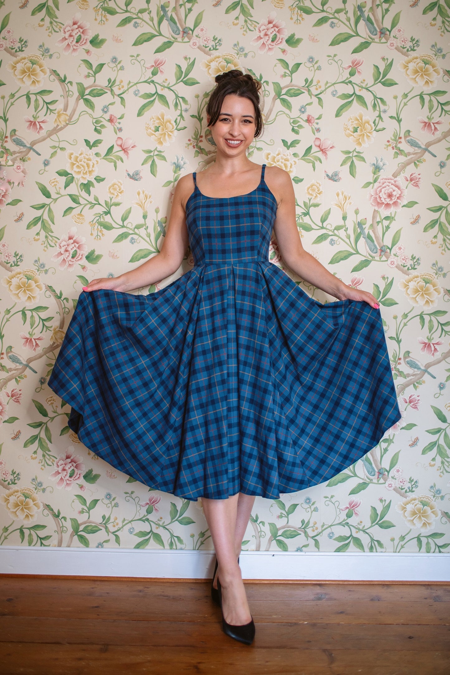 Priscilla Tartan Midi Dress