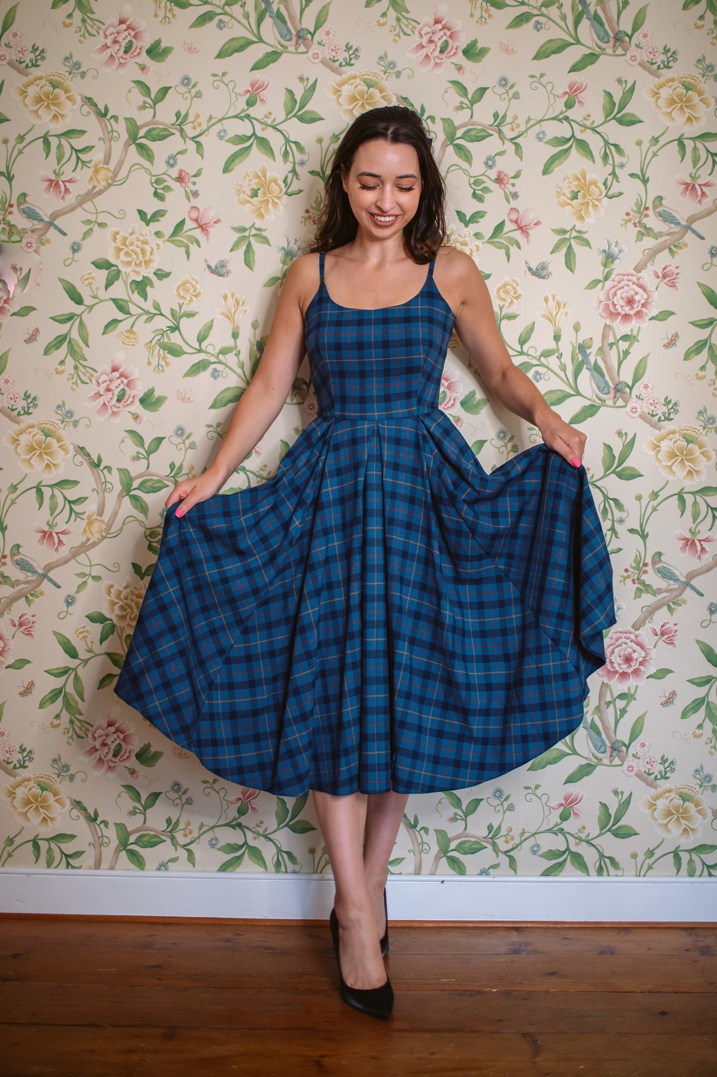 Priscilla Tartan Midi Dress