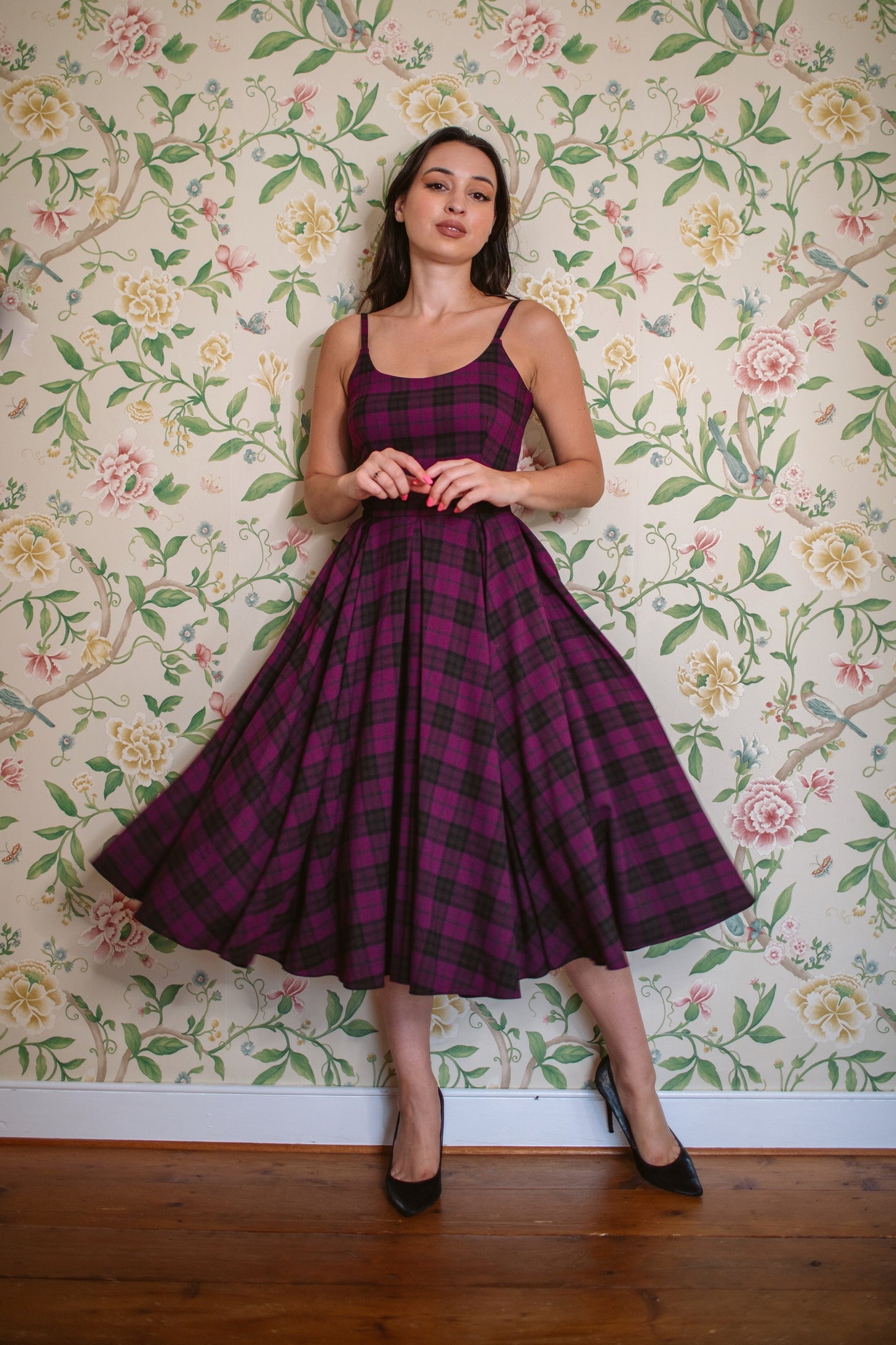 Priscilla Tartan Midi Dress