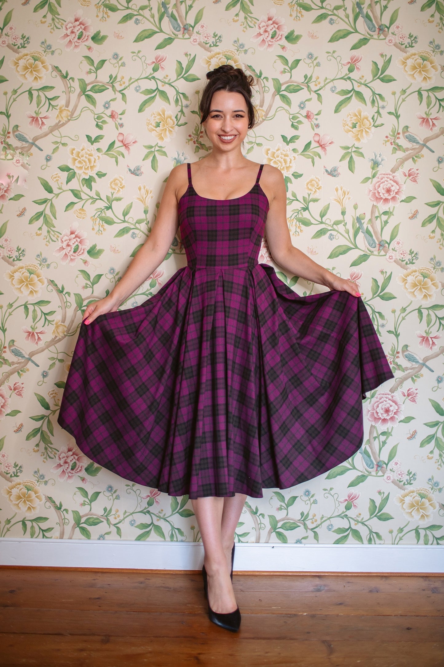 Priscilla Tartan Midi Dress