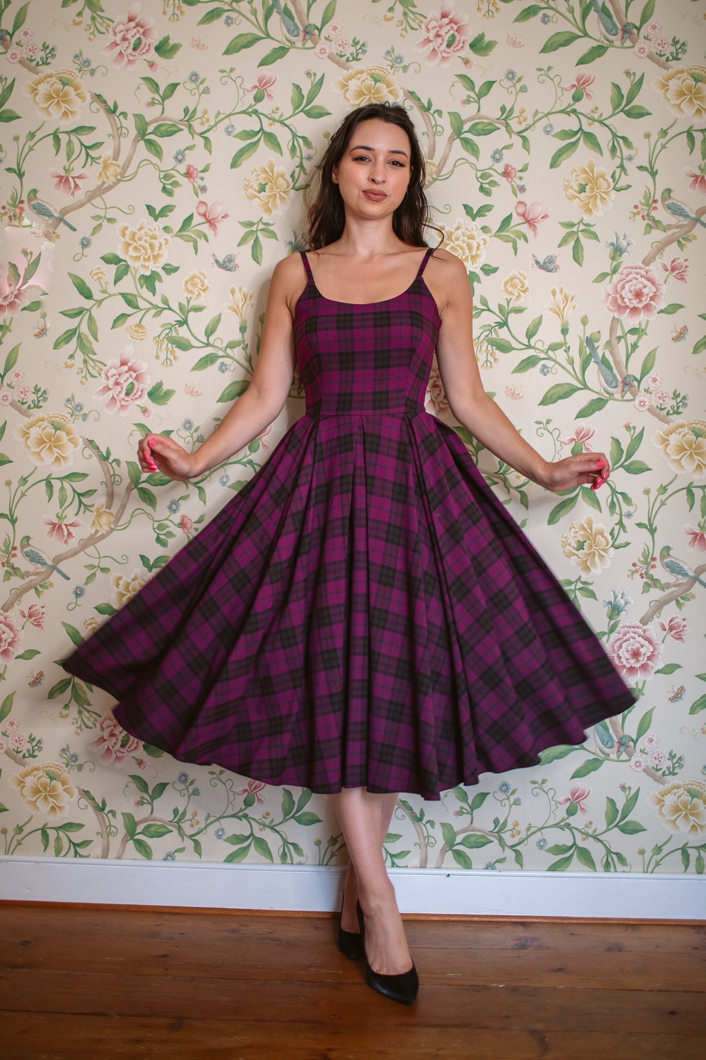 Priscilla Tartan Midi Dress
