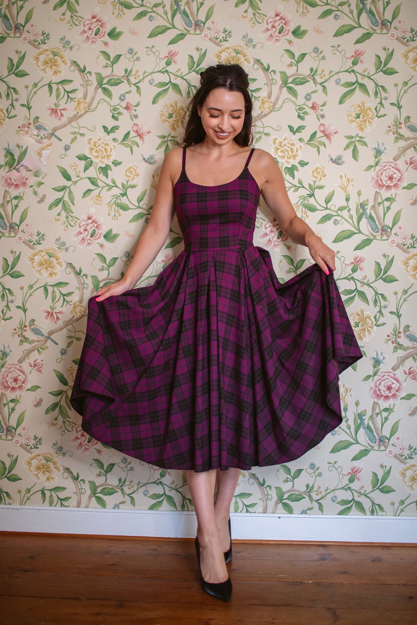 Priscilla Tartan Midi Dress