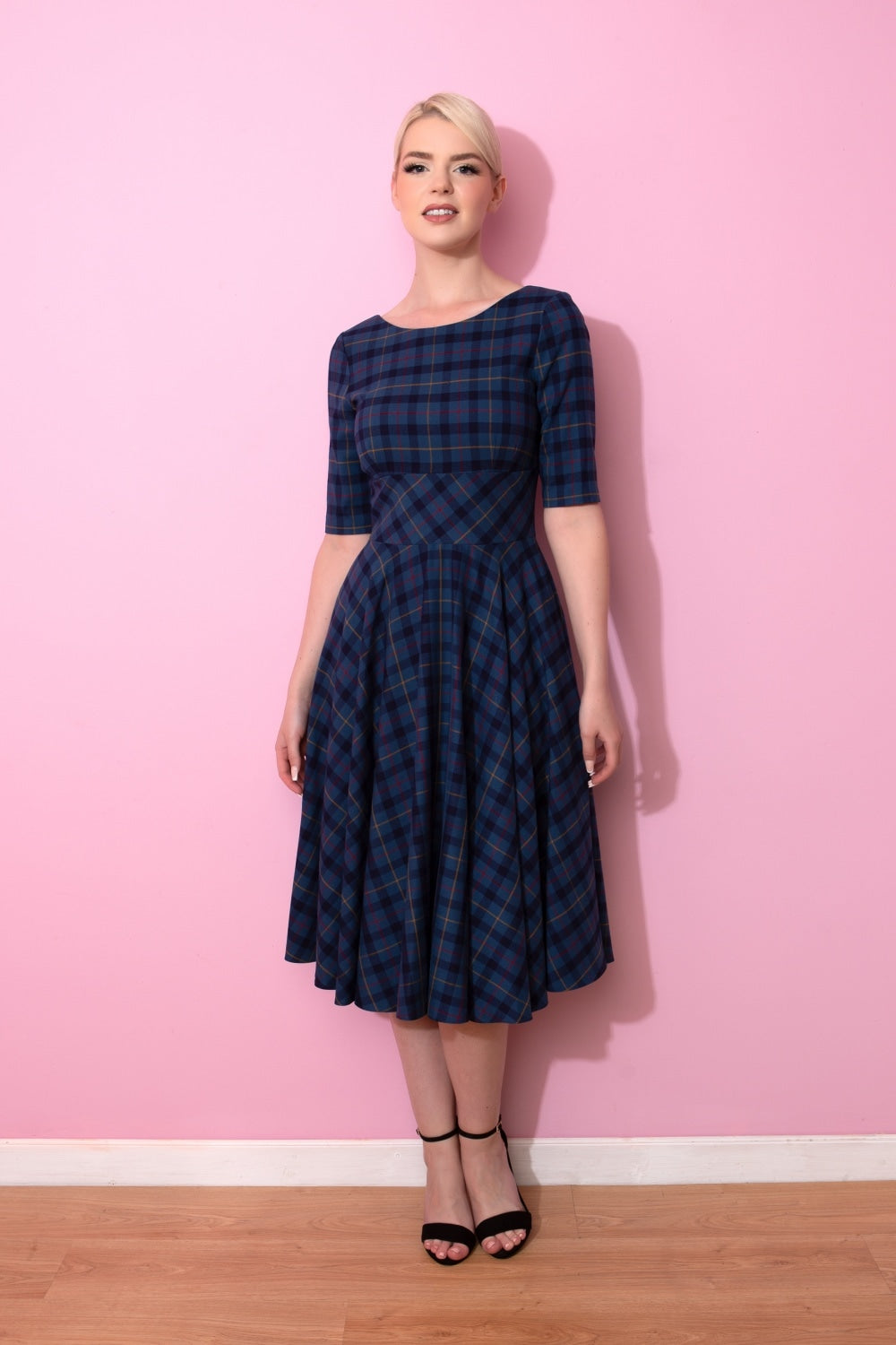Hepburn Tartan Swing Dress