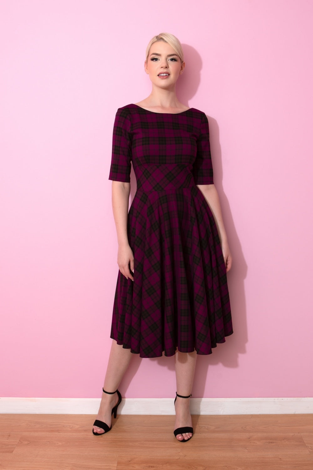 Hepburn Tartan Swing Dress