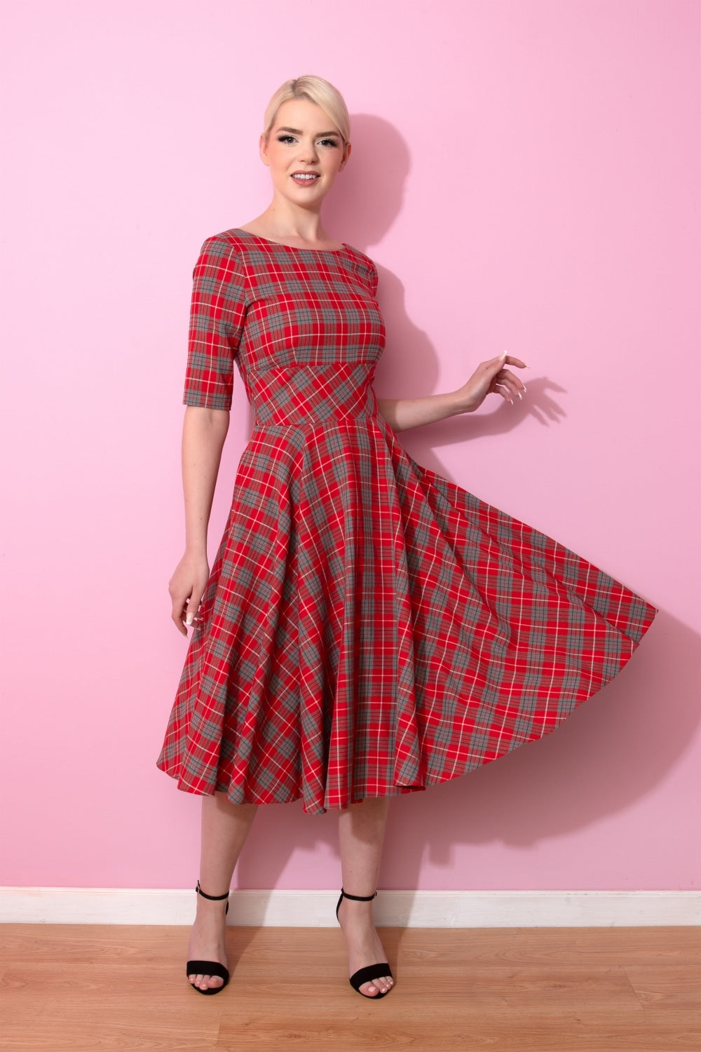 Hepburn Tartan Swing Dress