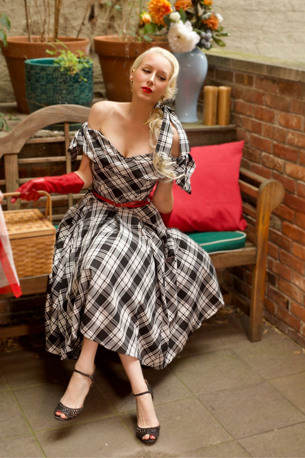 Tilly Black & White Tartan Prom Dress