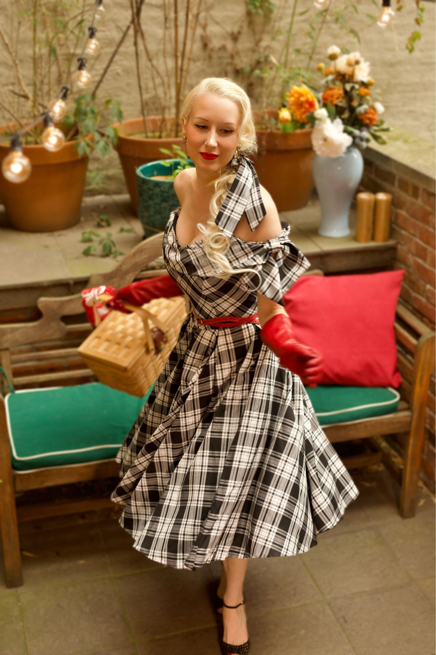 Tilly Black & White Tartan Prom Dress