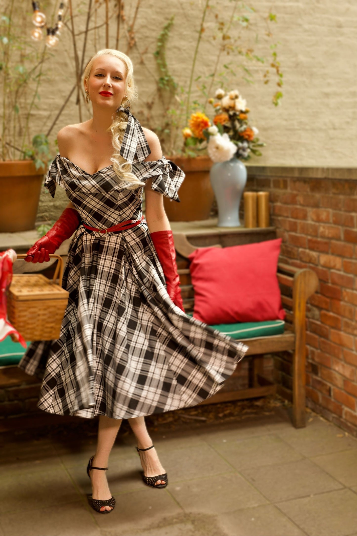 Tilly Black & White Tartan Prom Dress