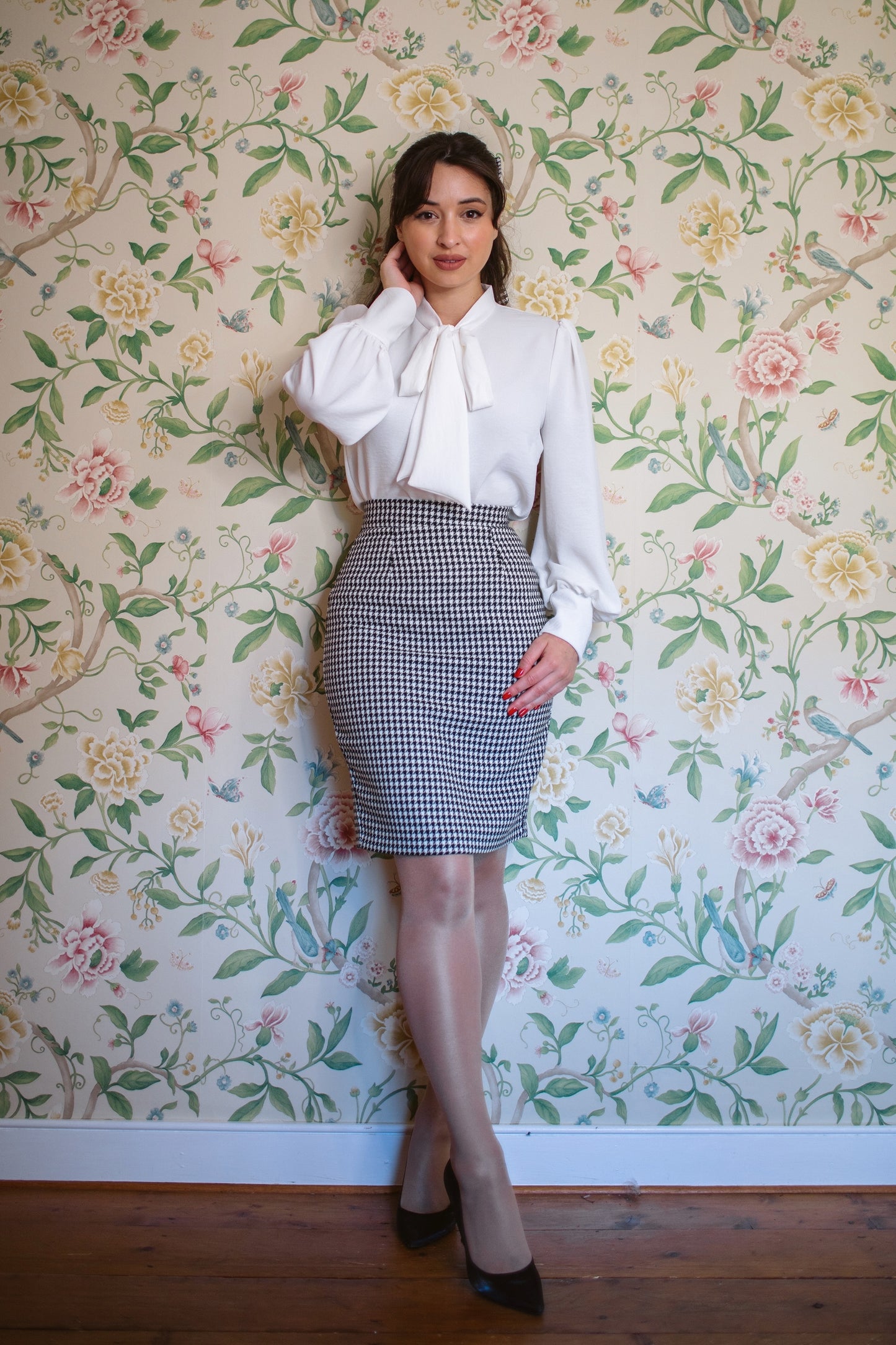 Natasha Dogtooth Petite Pencil Skirt