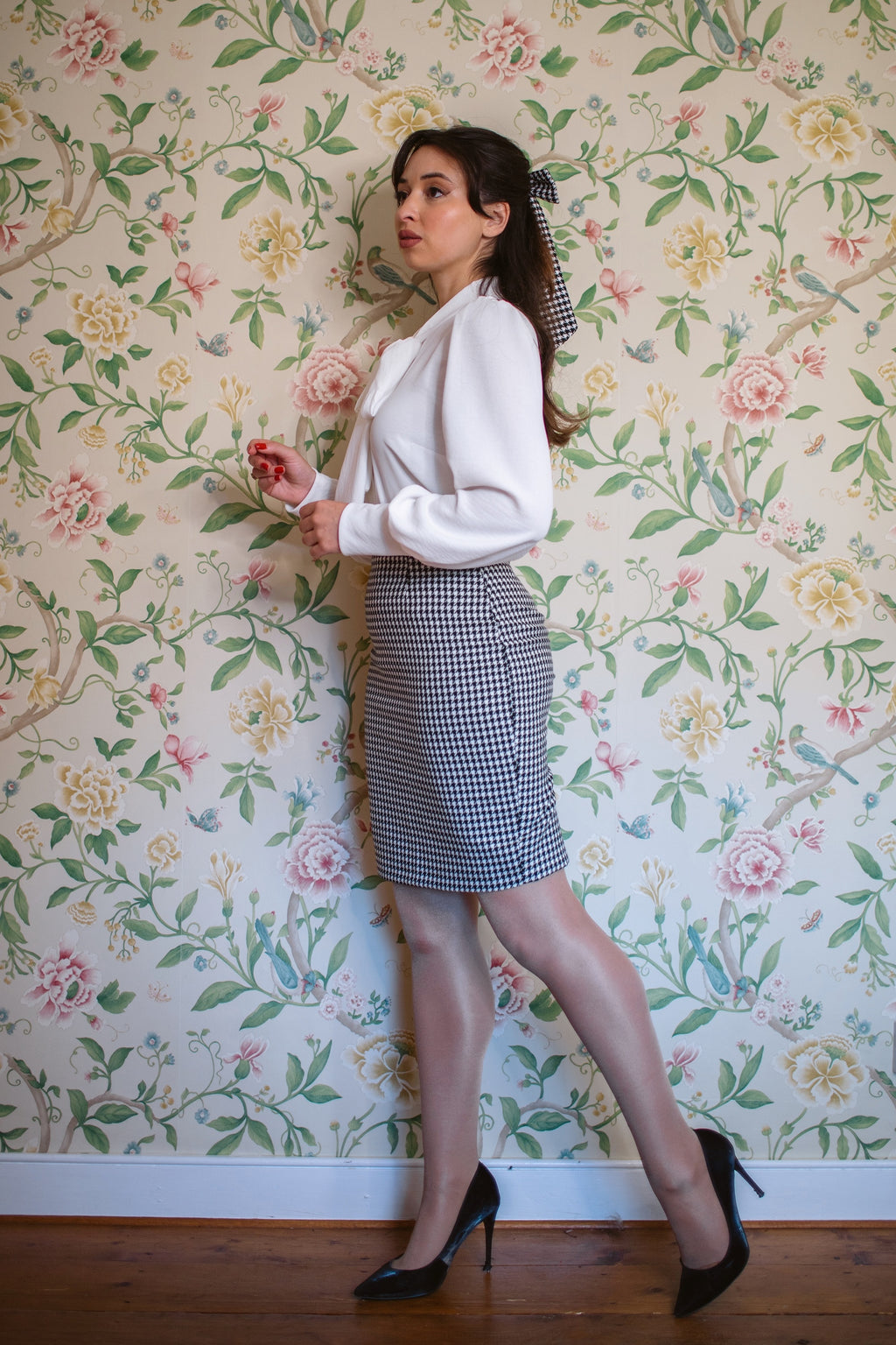 Natasha Dogtooth Petite Pencil Skirt