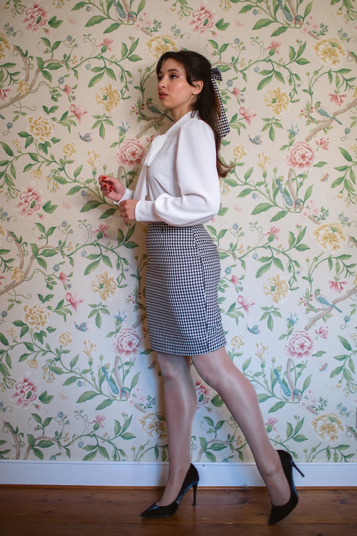 Natasha Dogtooth Petite Pencil Skirt