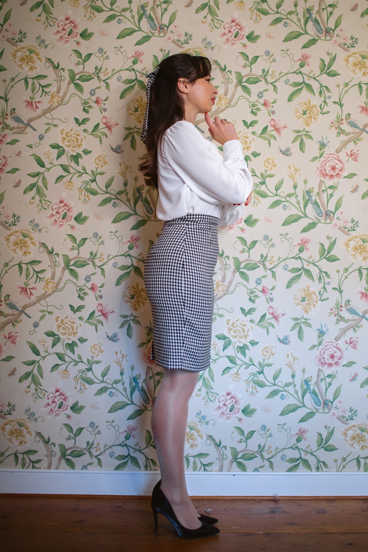 Natasha Dogtooth Petite Pencil Skirt