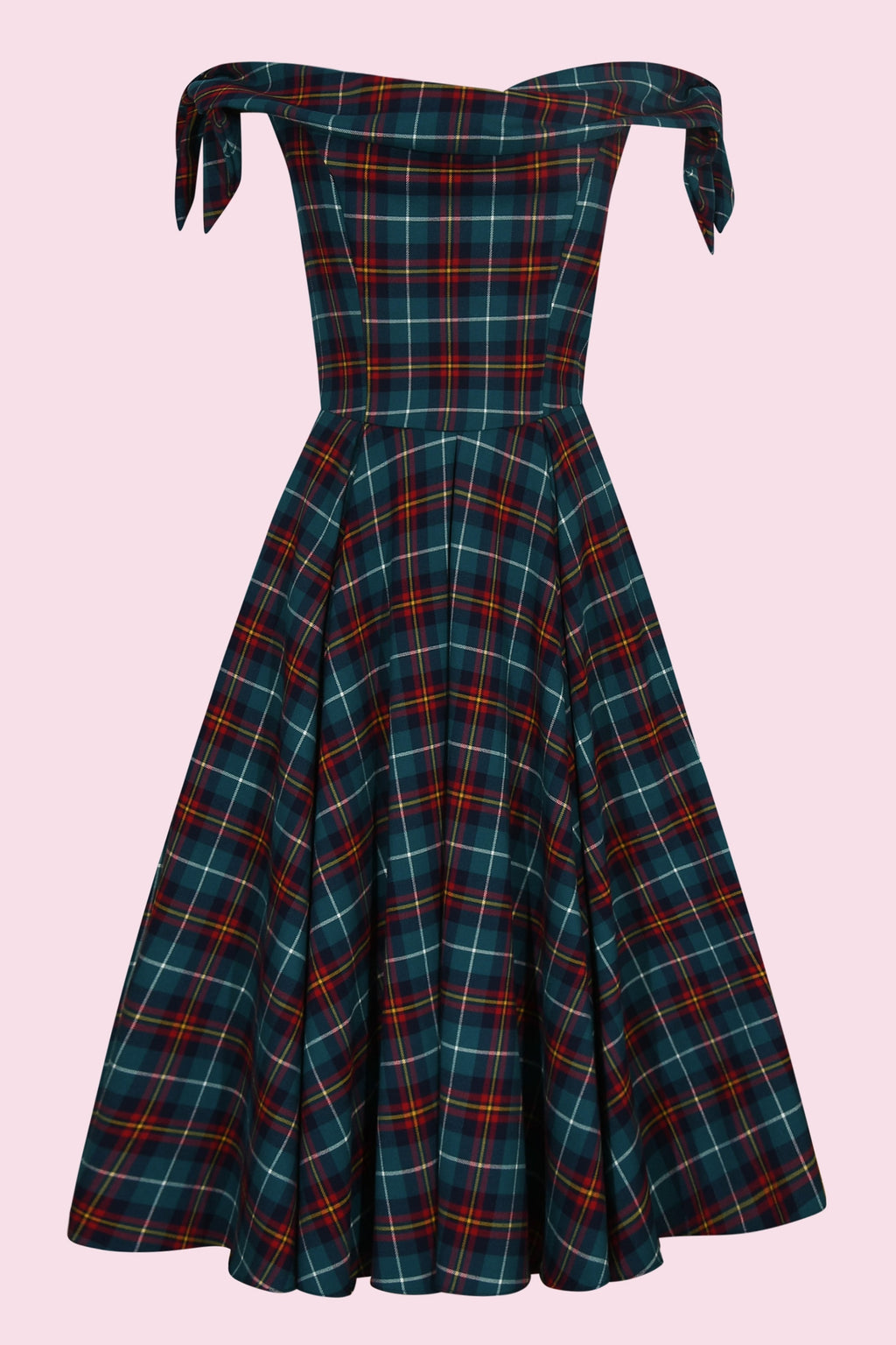 Tilly Tartan Off The Shoulder Prom Dress