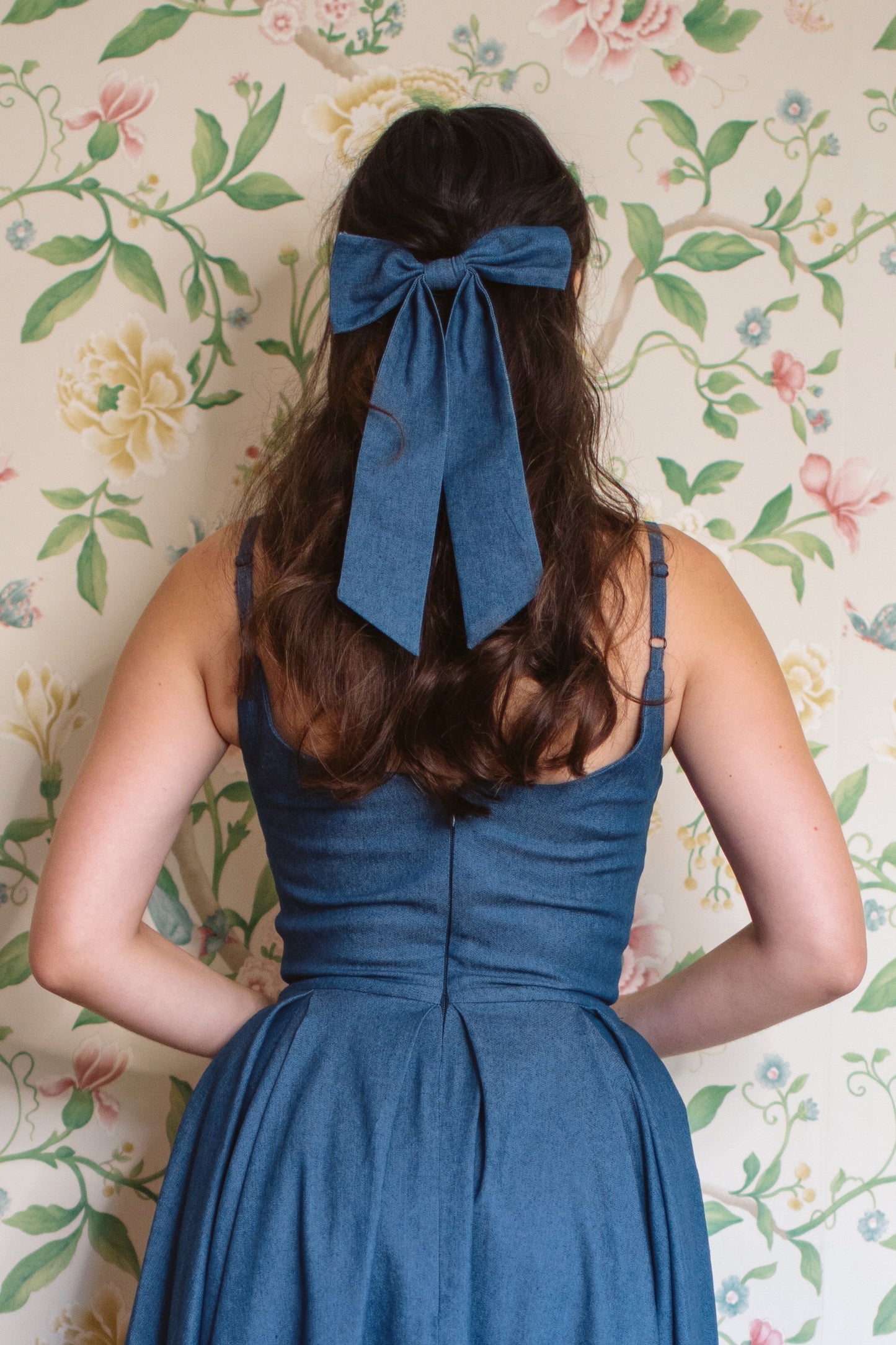 Large Denim Hair Bow