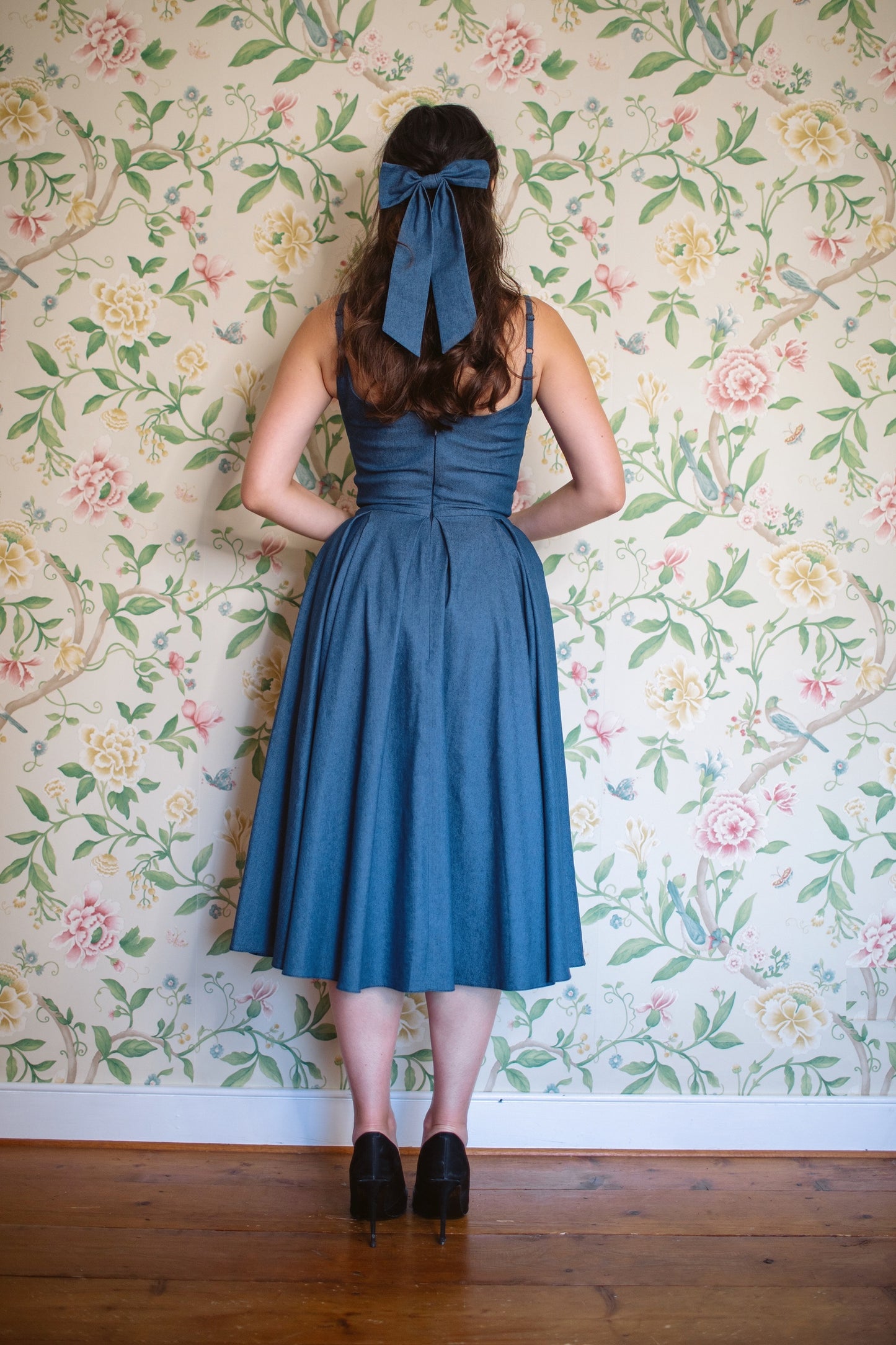 Large Denim Hair Bow