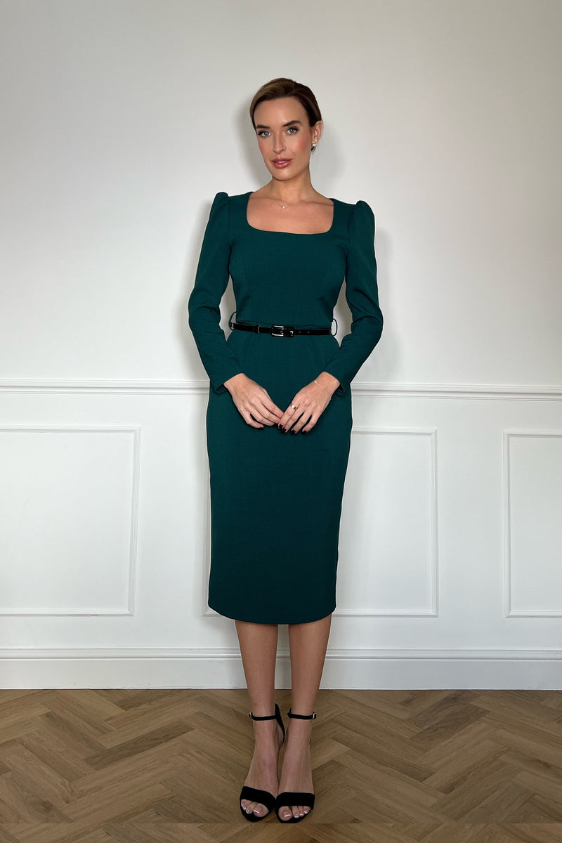 Perez Midi Pencil Dress - Forest Green