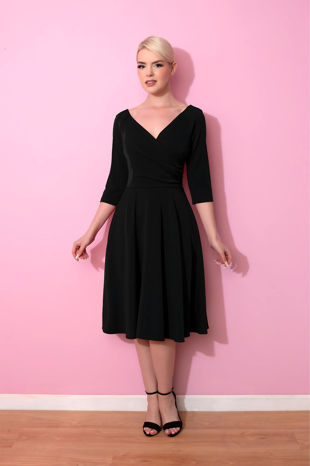 Hourglass 3/4 Sleeve fit & Flare Dress