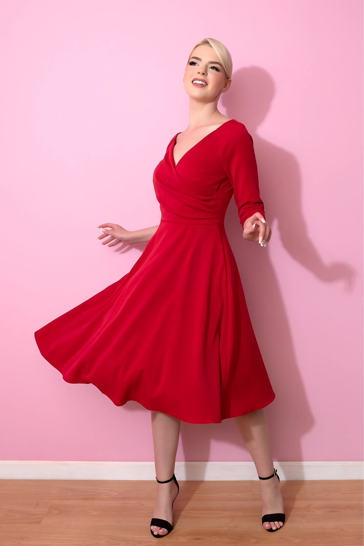 Hourglass 3/4 Sleeve fit & Flare Dress