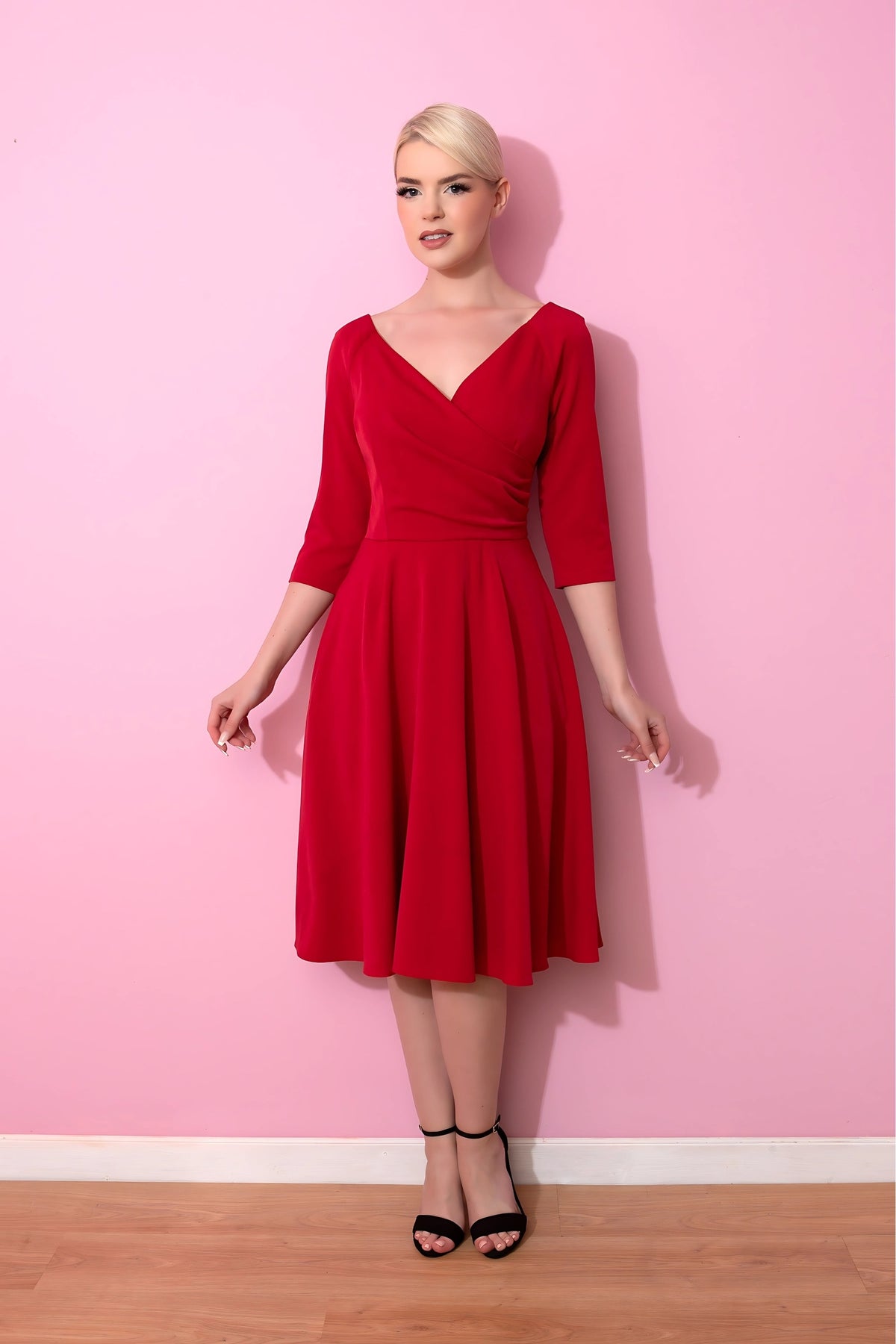 Hourglass 3/4 Sleeve fit & Flare Dress