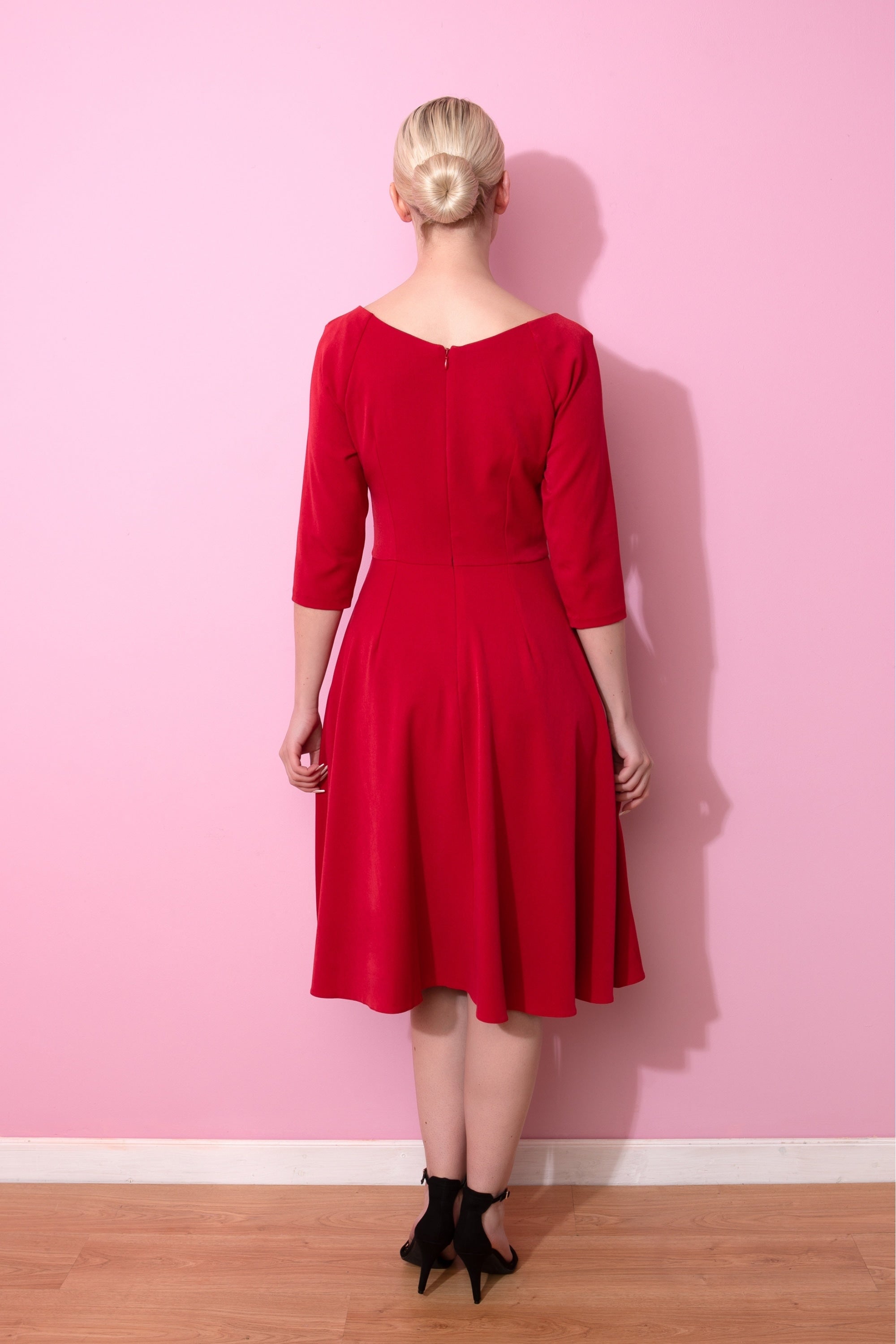 green emerald velvet dress Nmoder Midi Dresses for Women A-Line Fit and Flare Dress 3/4 Sleeve V Neck  Cocktail Wedding Guest Work Dress with Pockets at Amazon Women's Clothing  store main image 0