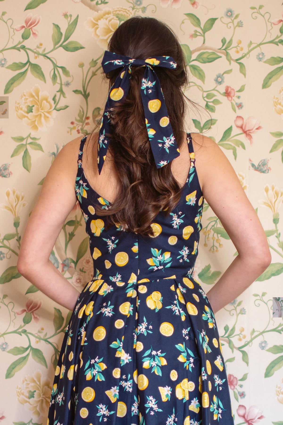 Large Lemon Print Hair Bow