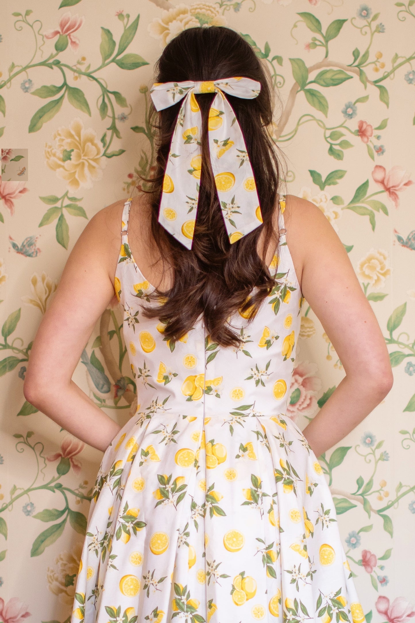 Large Lemon Print Hair Bow