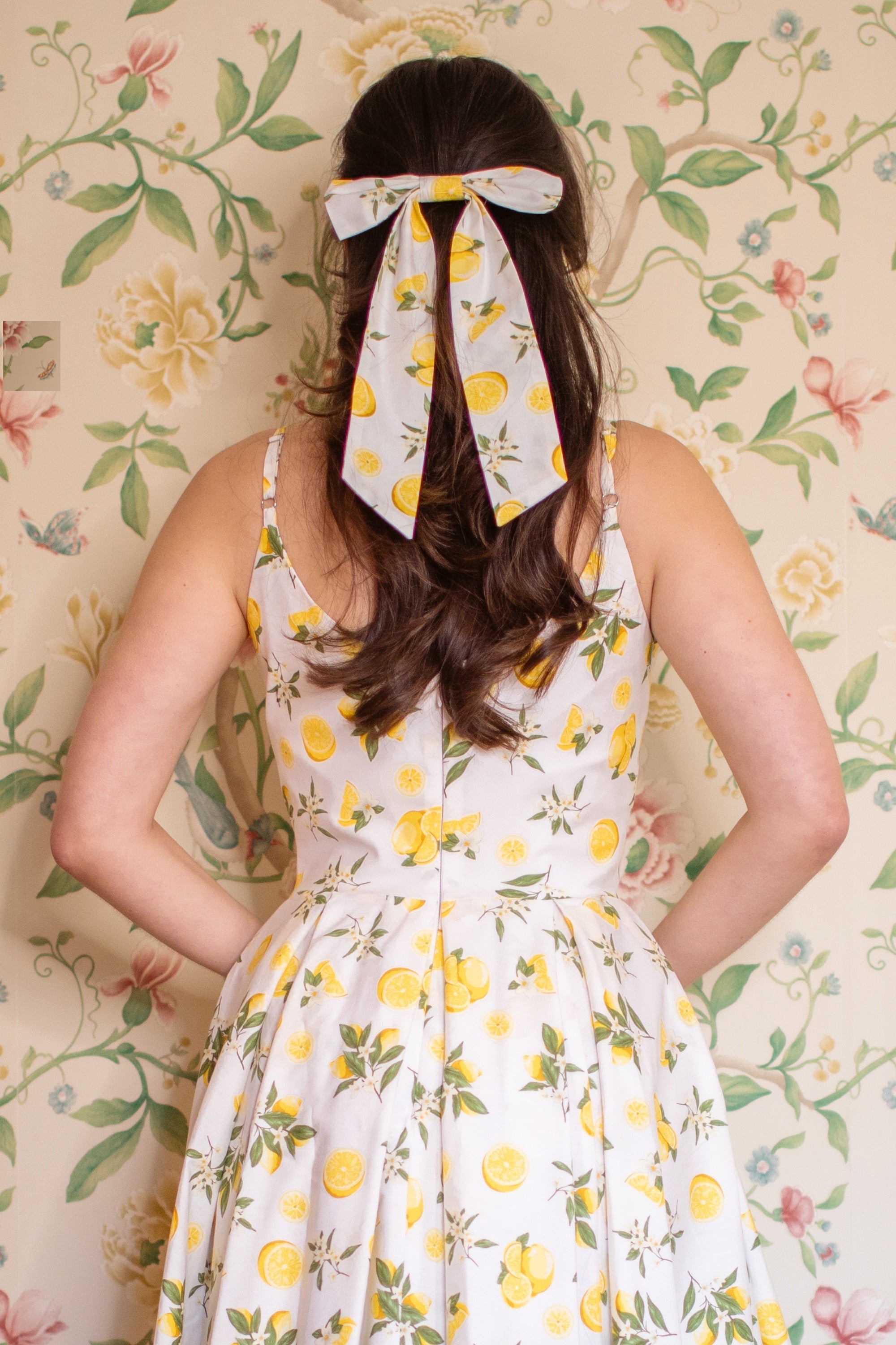 Large Lemon Print Hair Bow