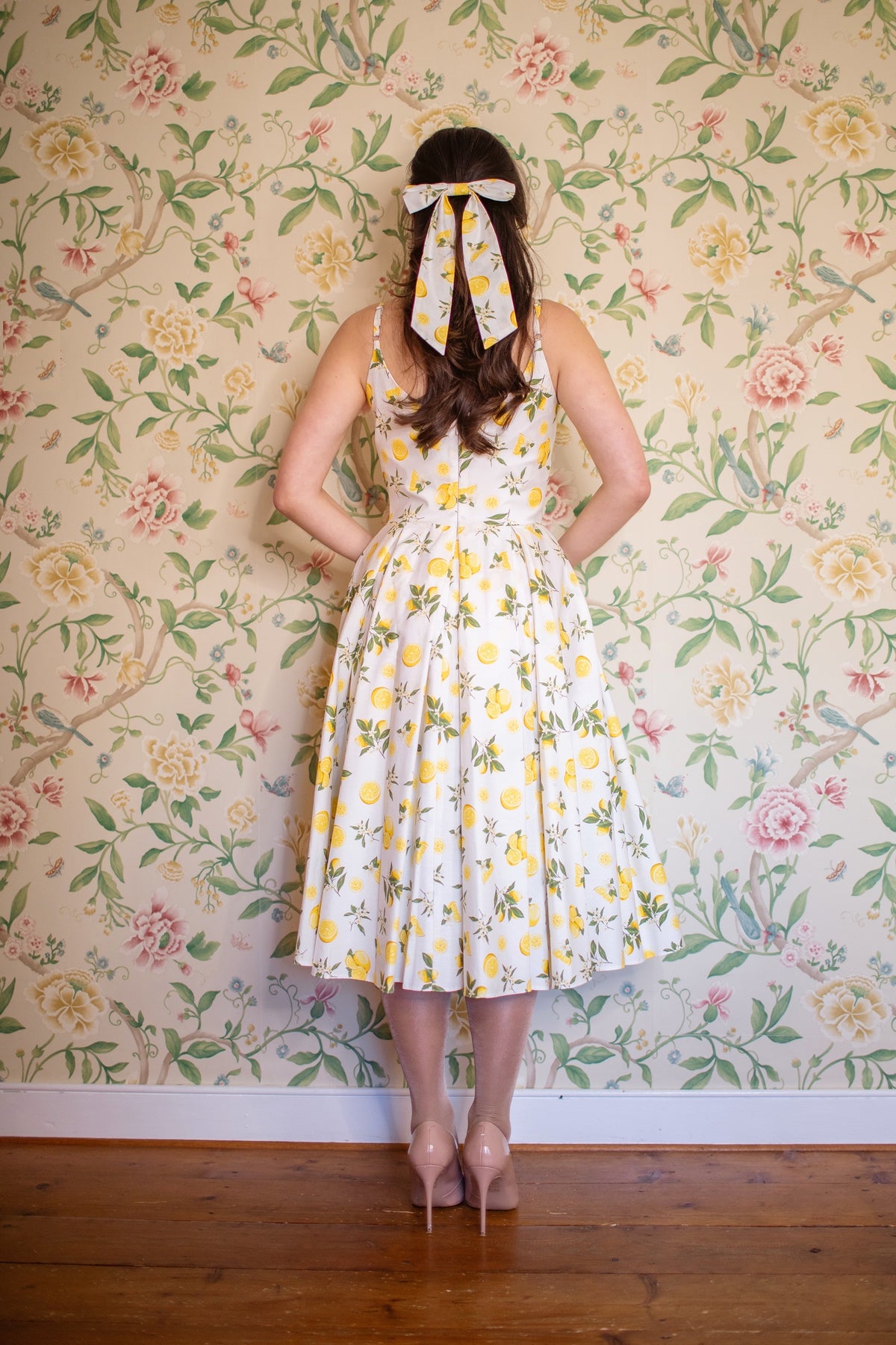Large Lemon Print Hair Bow