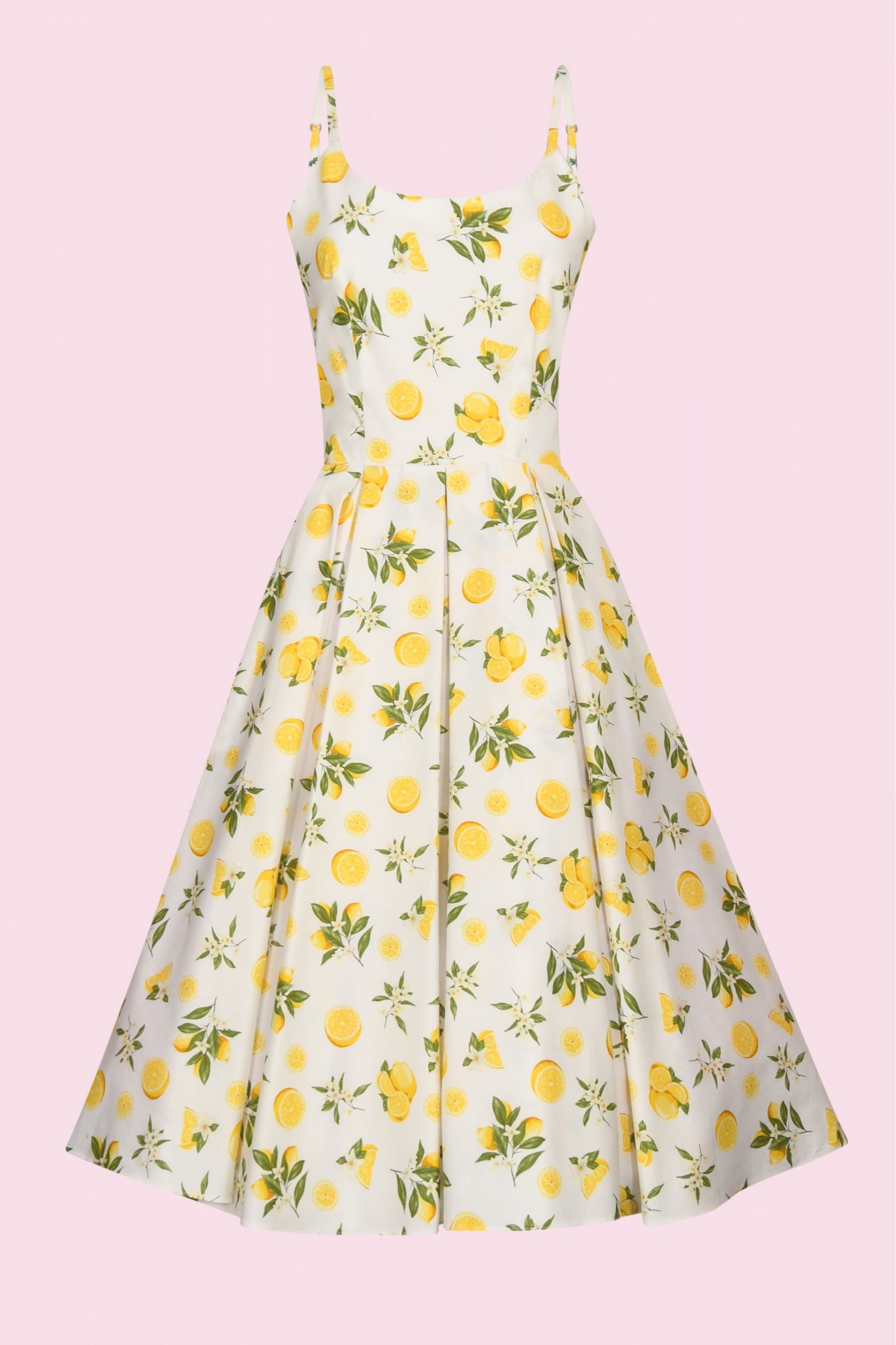 Priscilla Lemon Print Cotton Midi Dress – The Pretty Dress Company