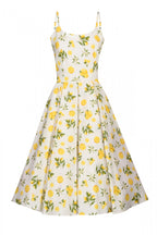 Priscilla Lemon Print Cotton Midi Dress