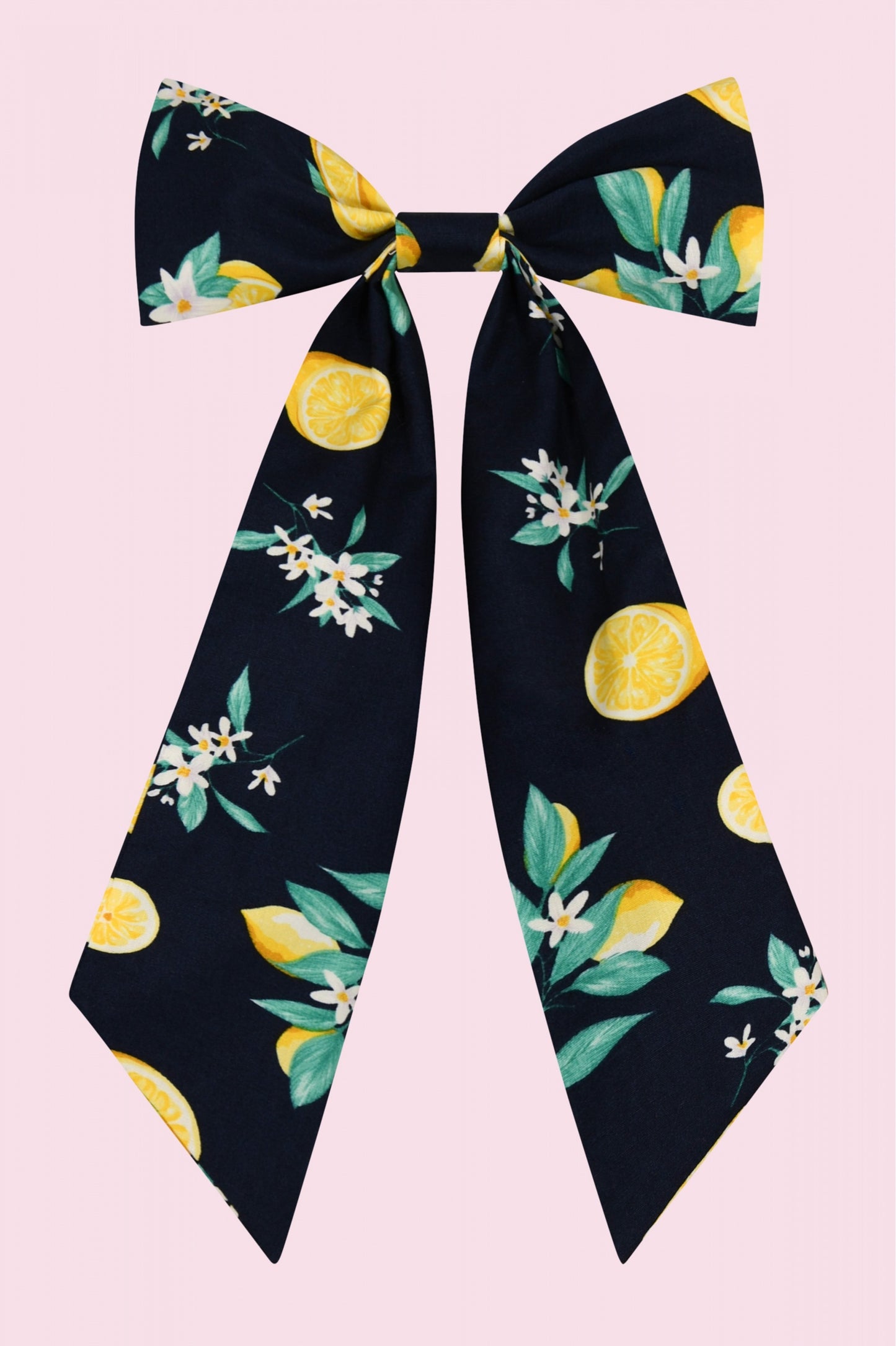 Large Lemon Print Hair Bow