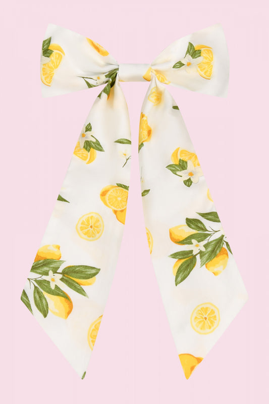 Large Lemon Print Hair Bow