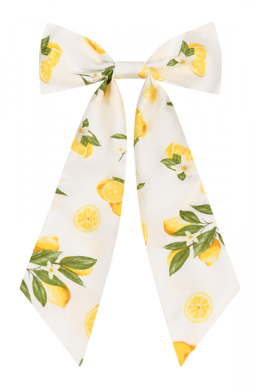Large Lemon Print Hair Bow