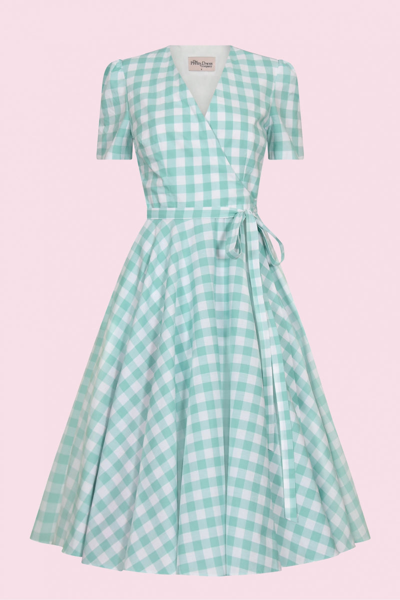 Eloise Gingham Wrap Midi Dress - Mint