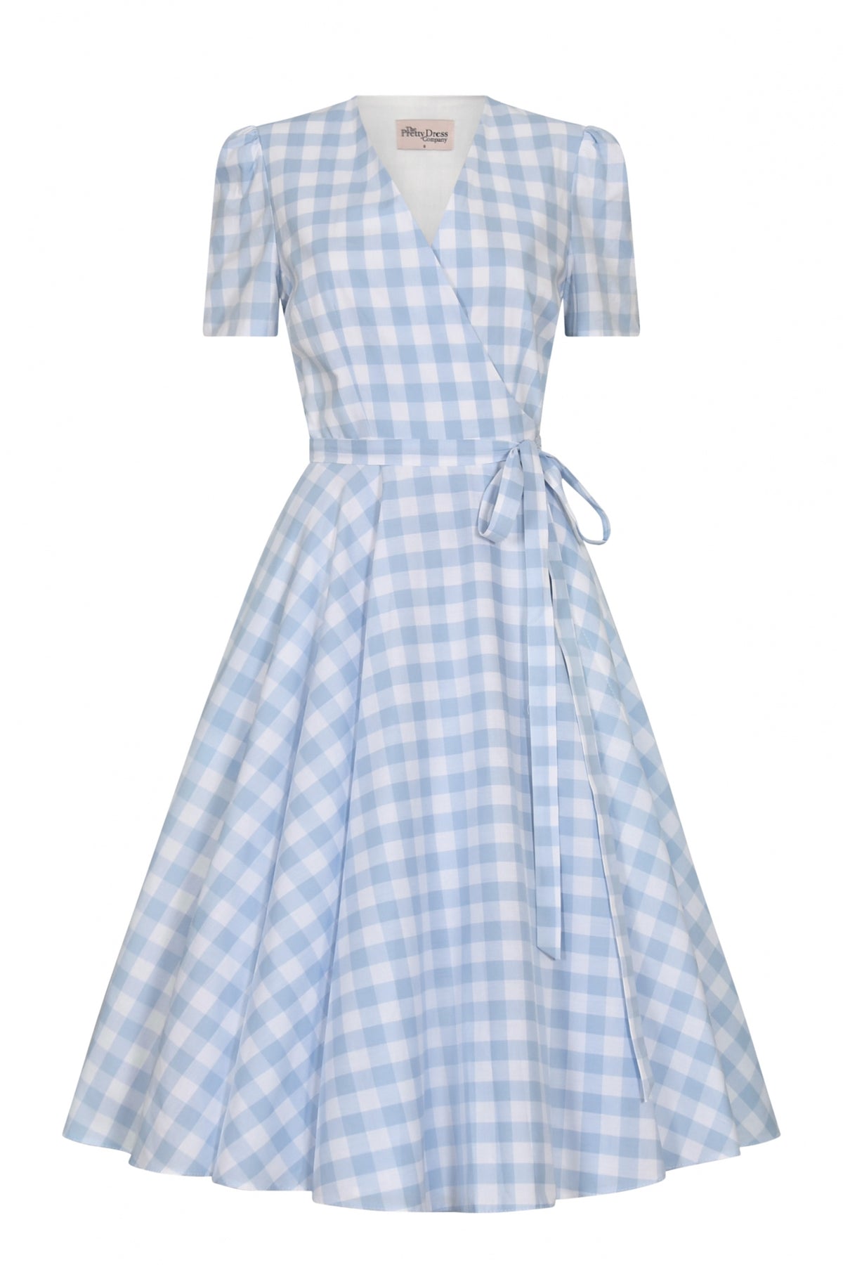 Eloise Gingham Wrap Midi Dress 14 / Pale Pink Gingham