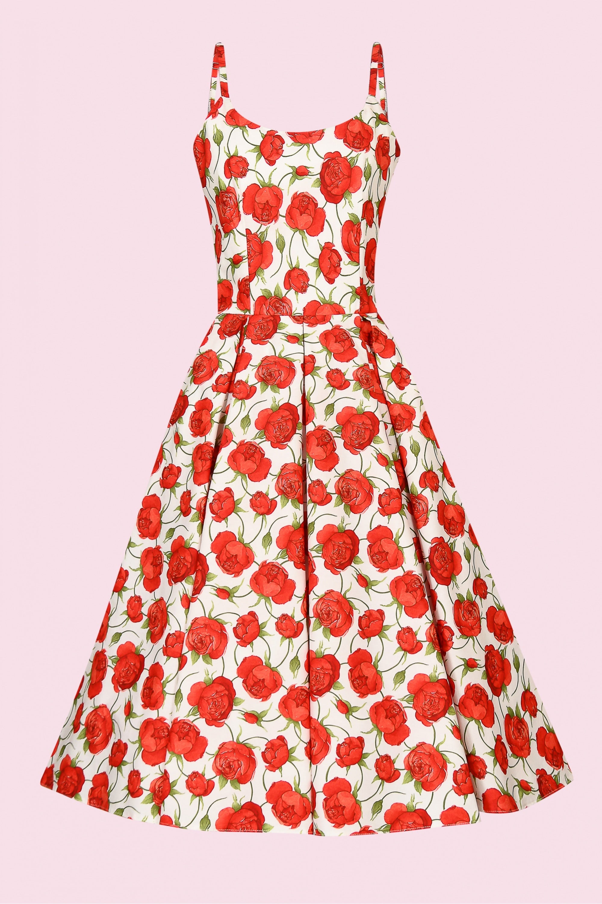 Priscilla Red Rose Cotton Midi Dress
